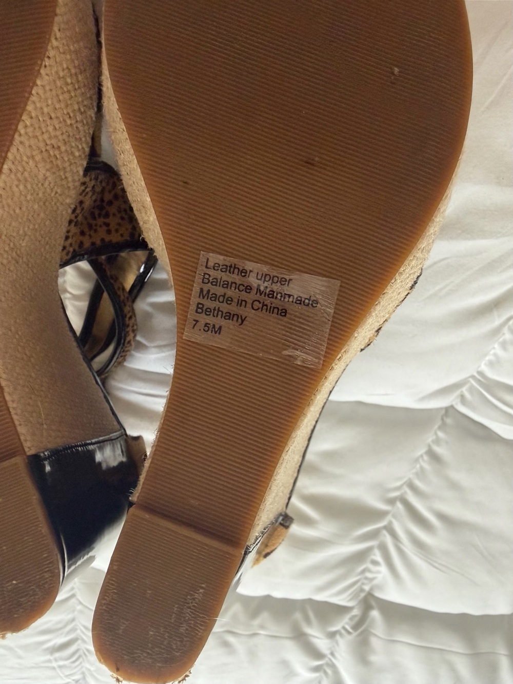 Leopard Print Wedge Sandals - Black & Tan - Picture 6 of 6